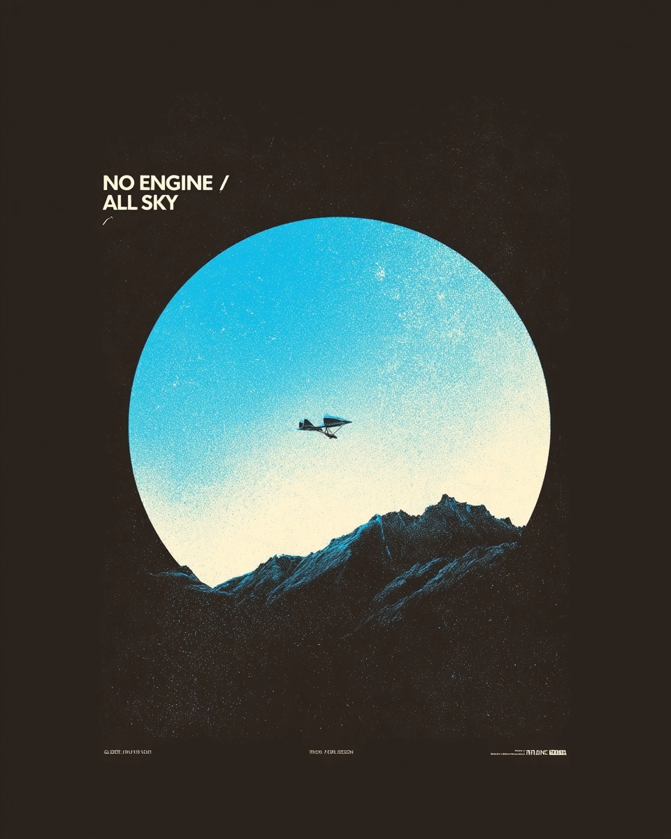 "NO ENGINE / ALL SKY" isolated streetwear graphic for textile print