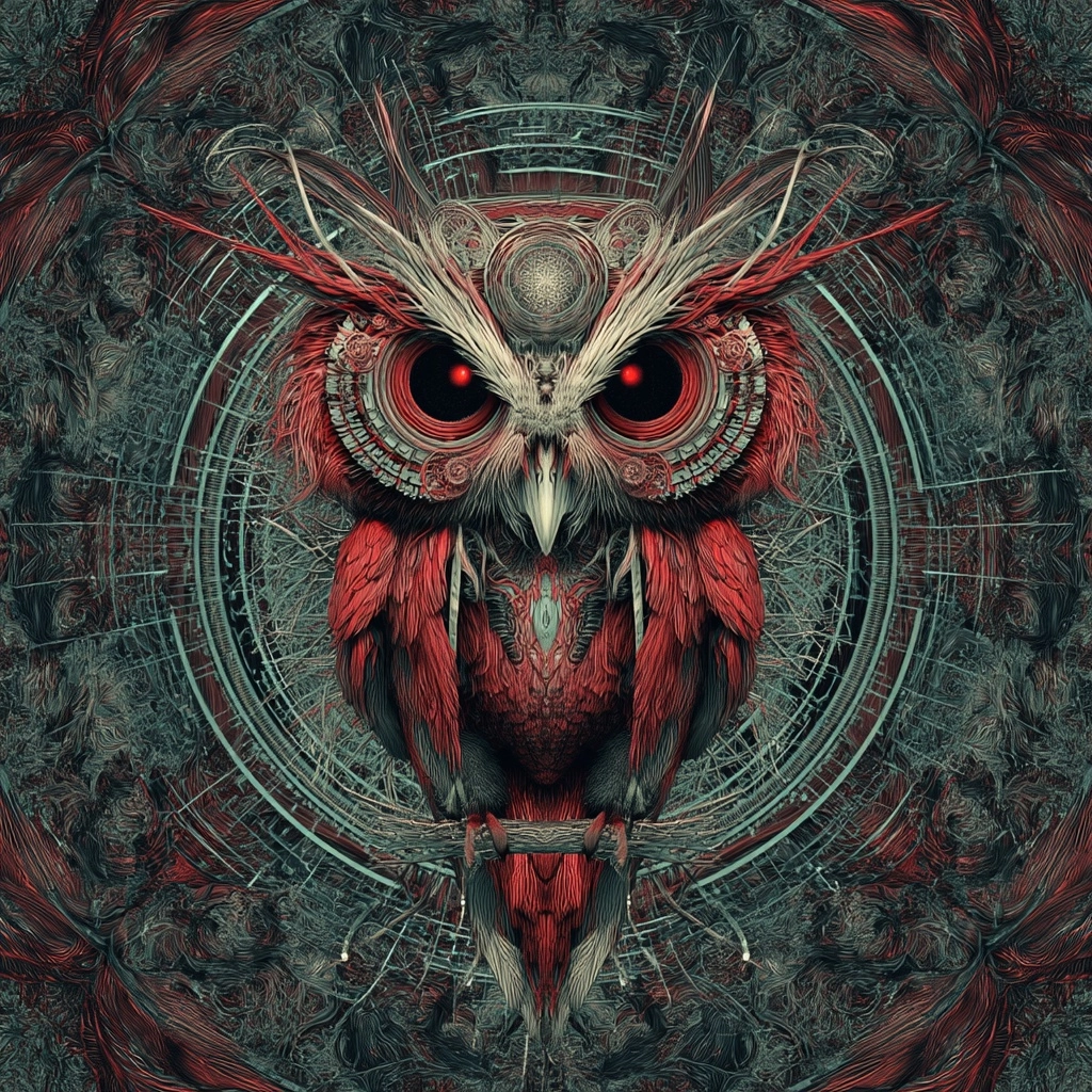 Psytrance Cyberpunk owl Vector totem