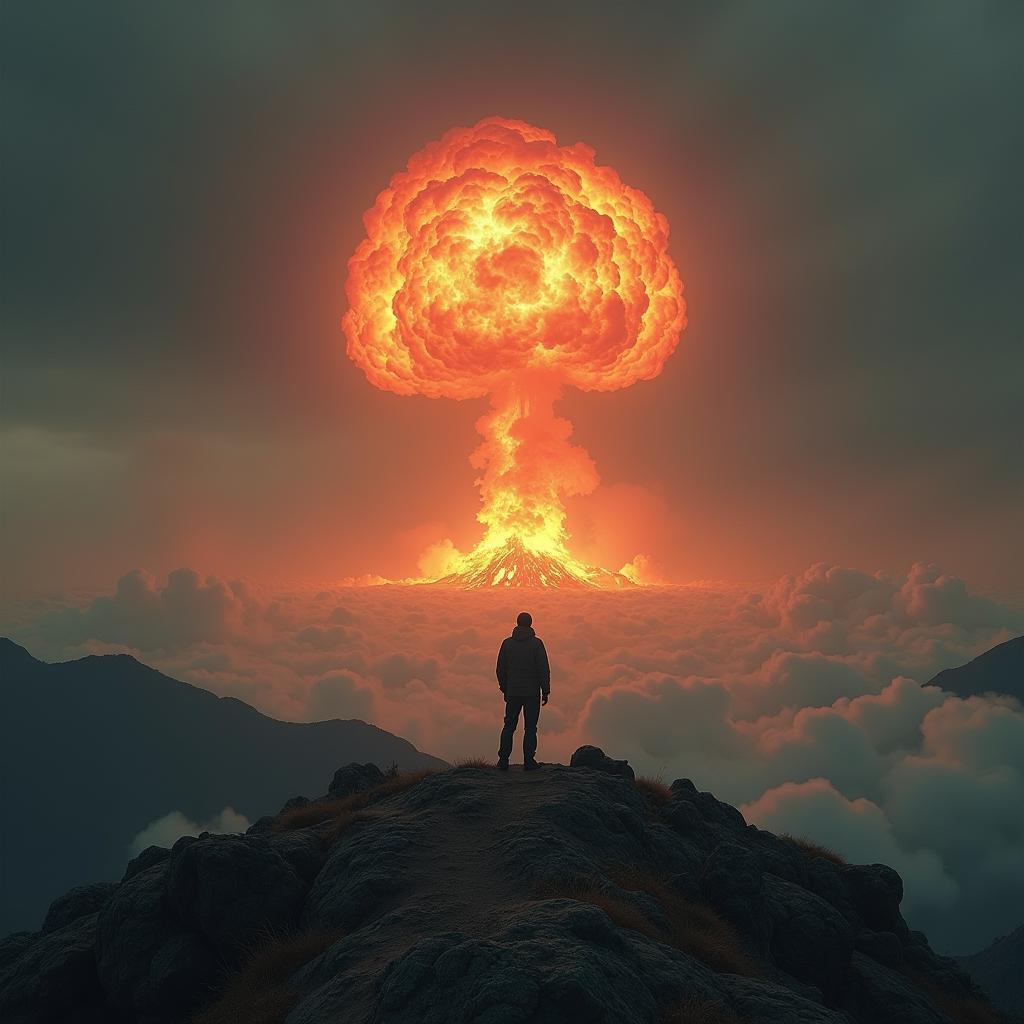 Man on a Hill Watching Nuclear Dawn