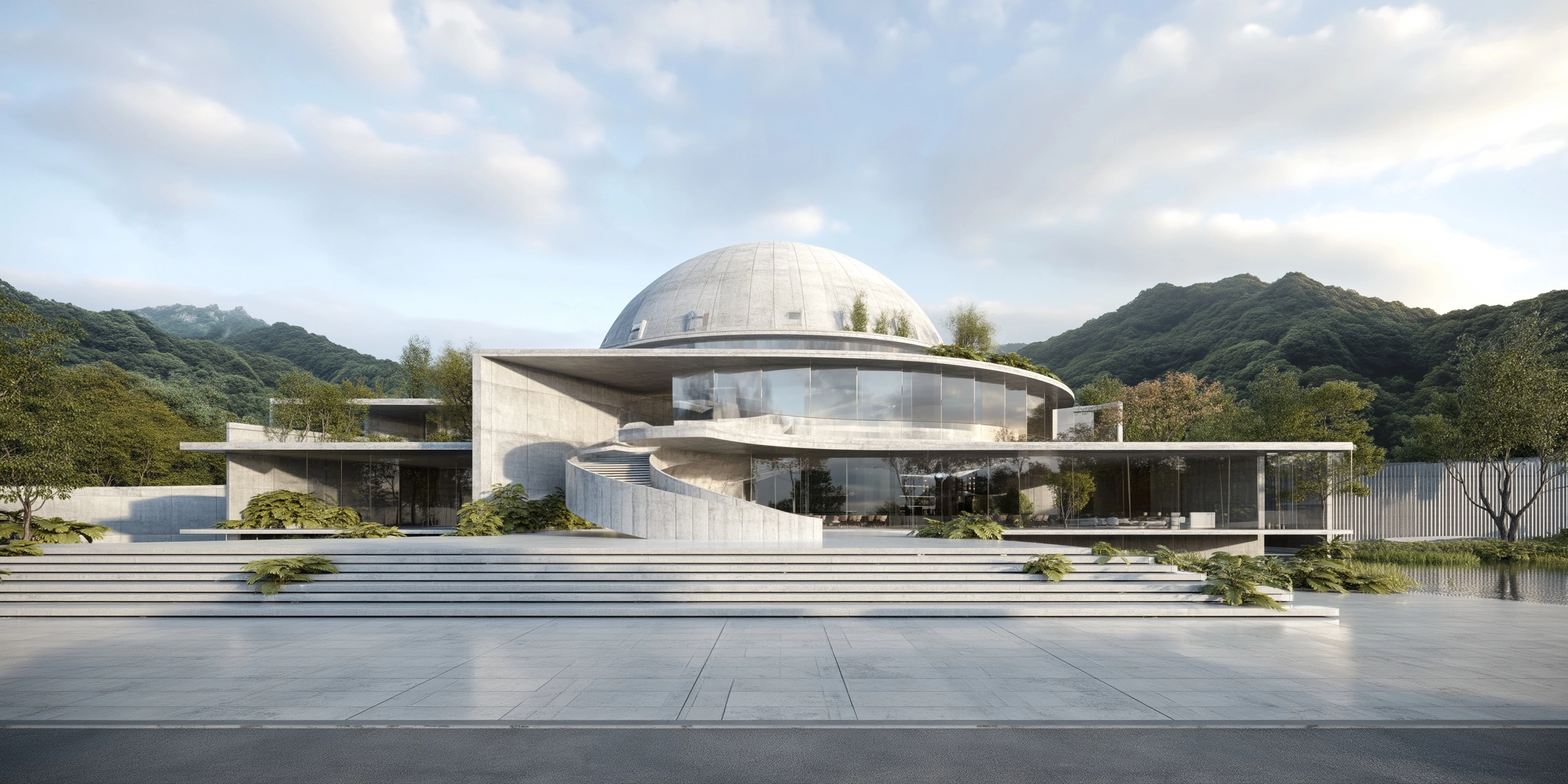 Two-Storey Theatre with Partly Transparent Dome