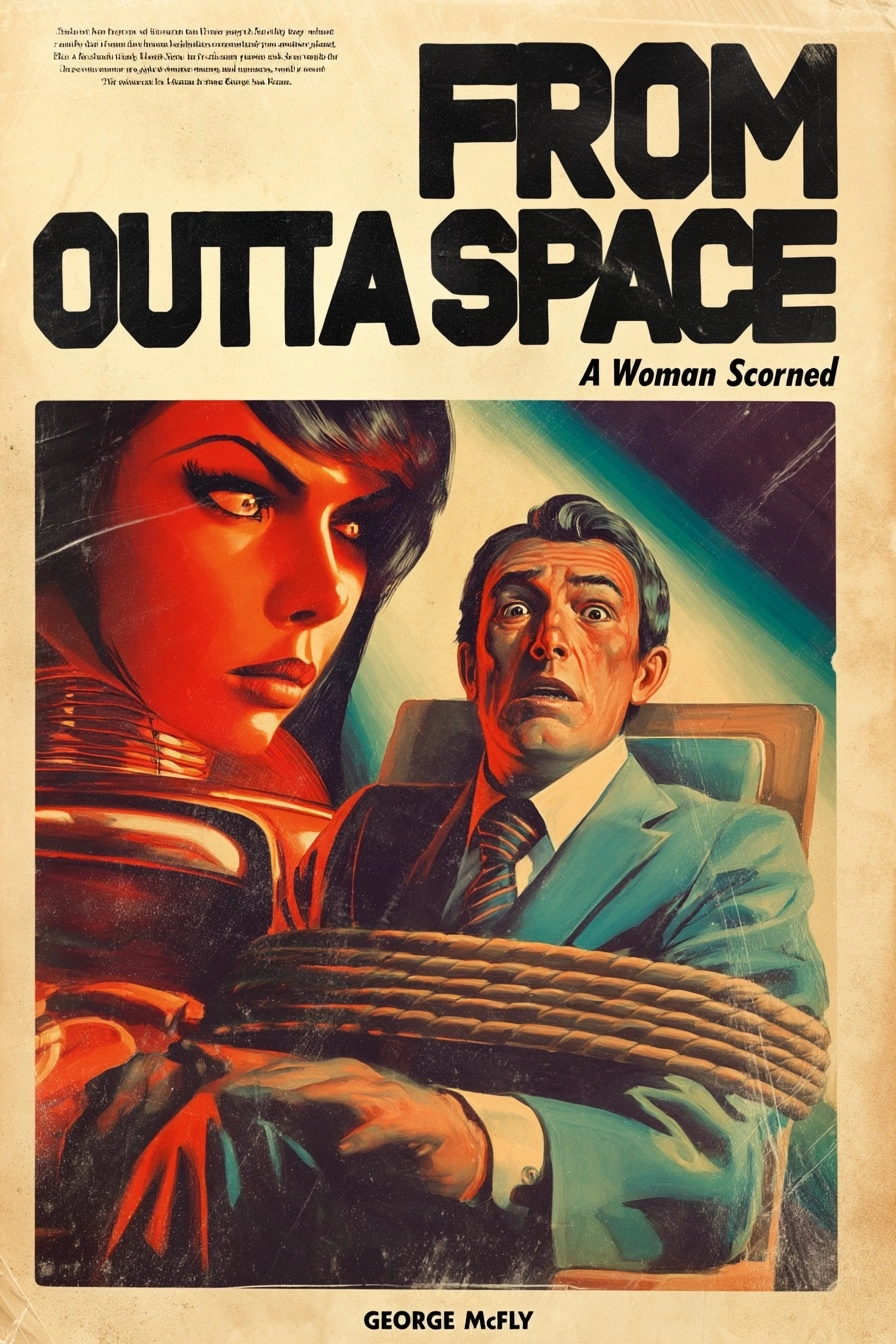 A vintage 1970’s hand-painted scifi pulp art magazine cover for the story