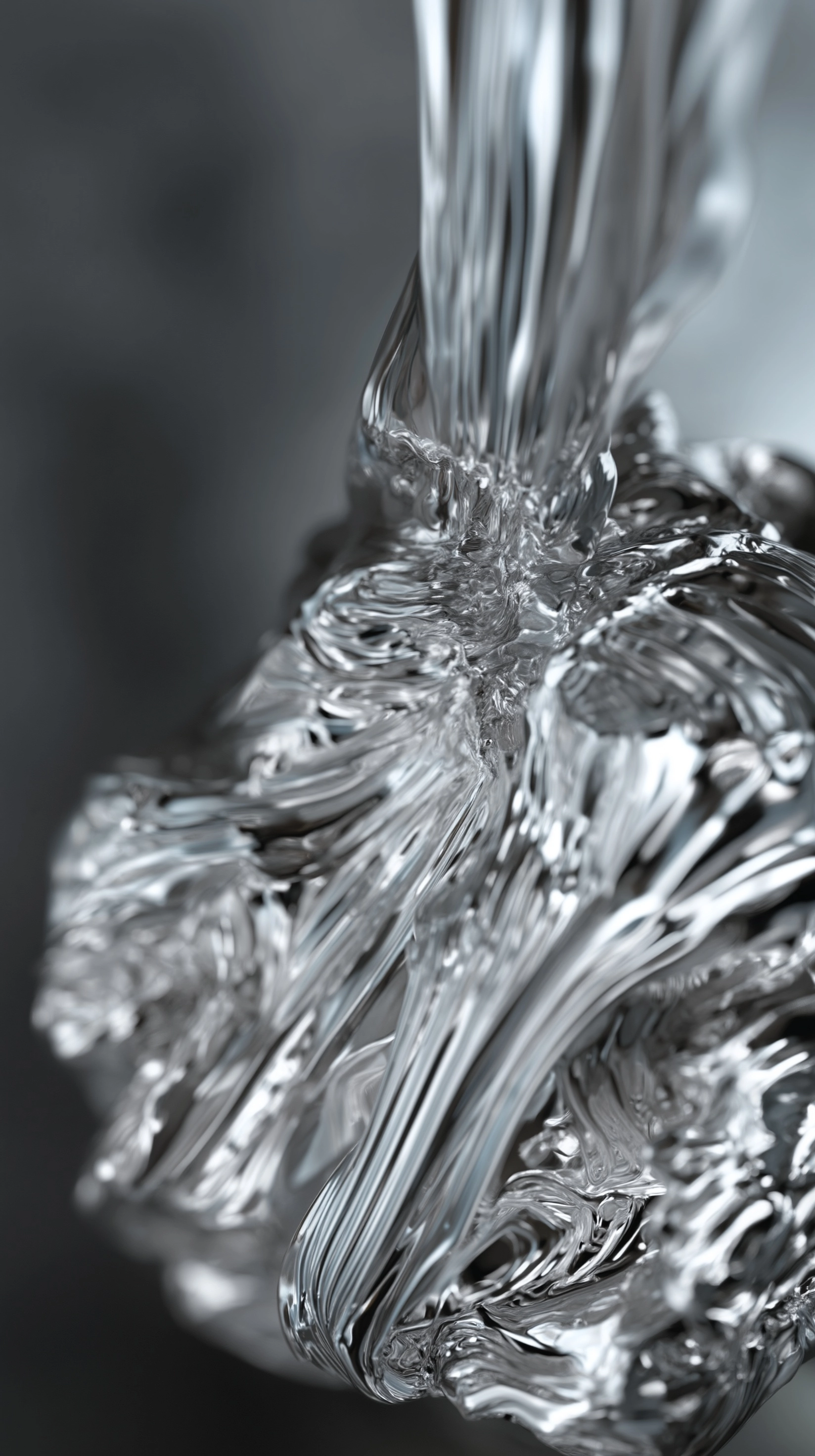 Macro close-up of a freestanding liquid metal formation