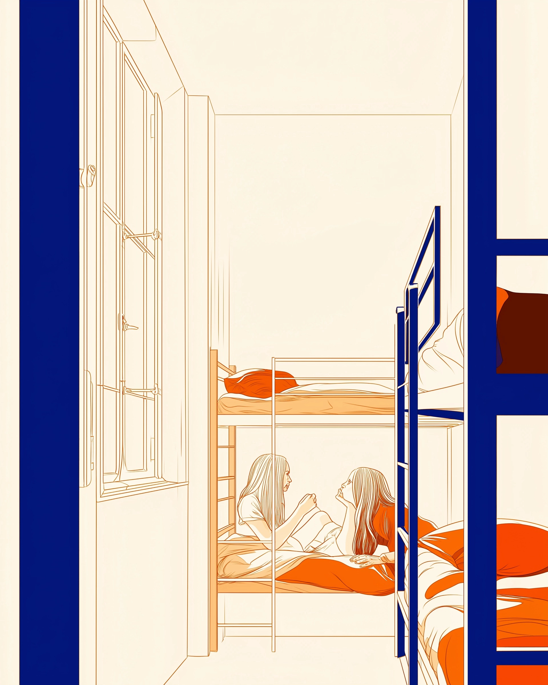 Une illustration d'un dortoir d'un internat dans les années 45, des lits à barreaux