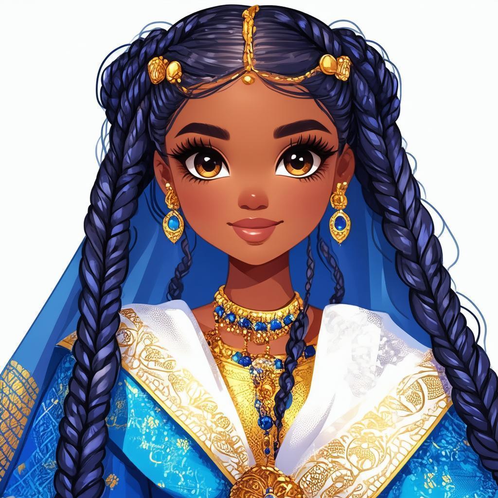 Regal Doll in Blue and Gold Vector