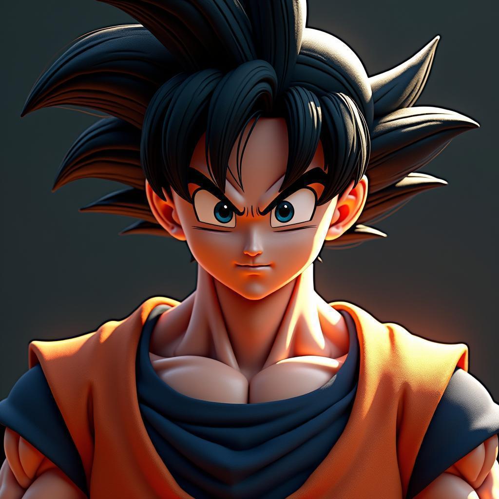 Goku 3D Portrait in Dramatic Studio Light
