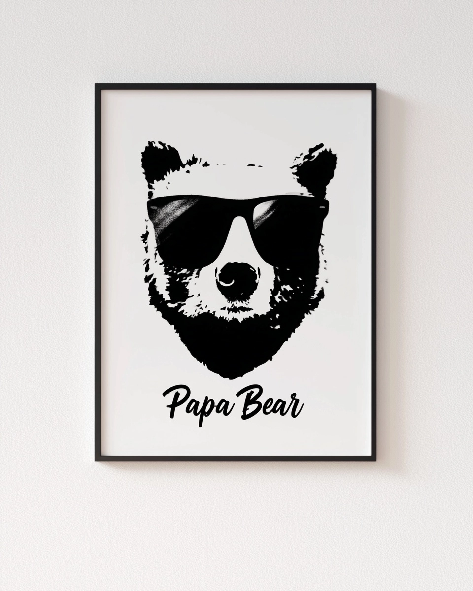Format 2:3. erstelle ein Design für Erwachsene mit dem Text "Papa Bear". Ein einfacher