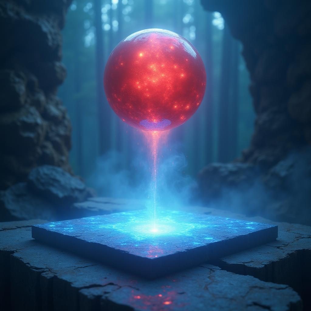Mystical Red Orb Above an Enchanted Quadrilateral