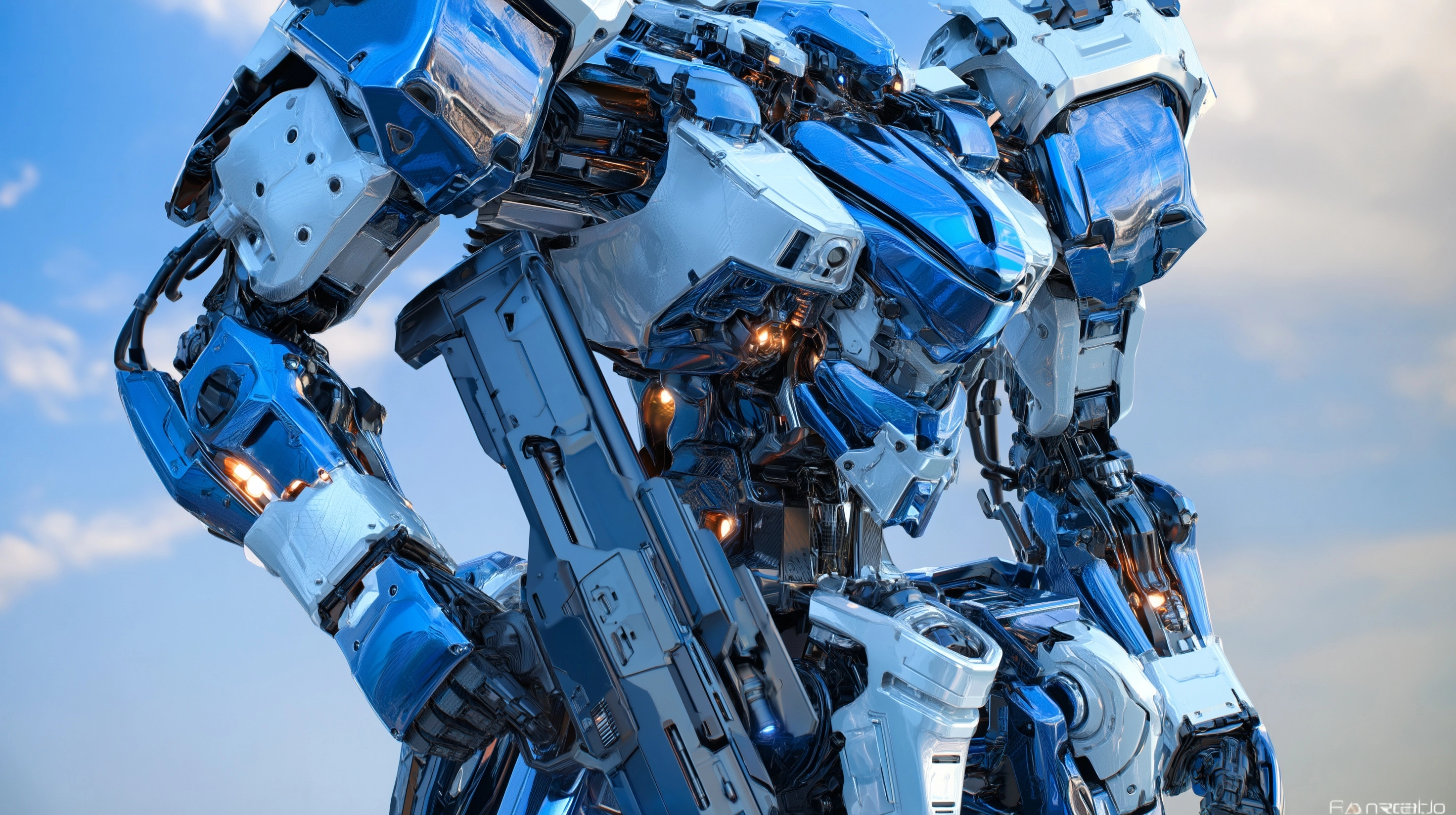 A hyper and Hudge-detailed "ARMORED CORE" liked robot in a futuristic sci-fi world