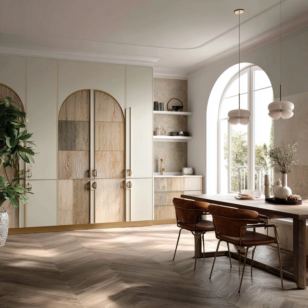 COCINA MODERNA CON PUERTAS DE MUEBLES CON FRENTES ESTILO ART NOVEAU