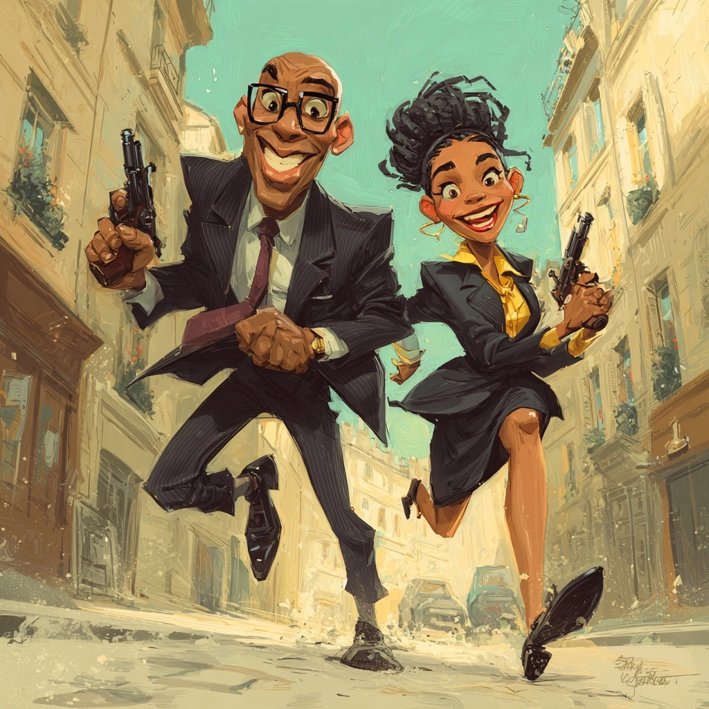 One black dark skin bald man in 70's suit black man with glasses