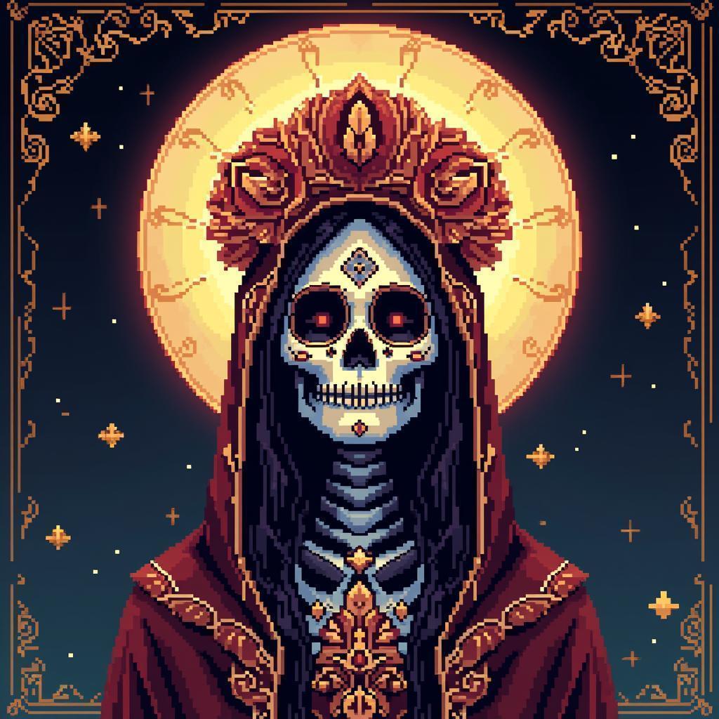 Santa Muerte in Elegant Eight Bit Symmetry