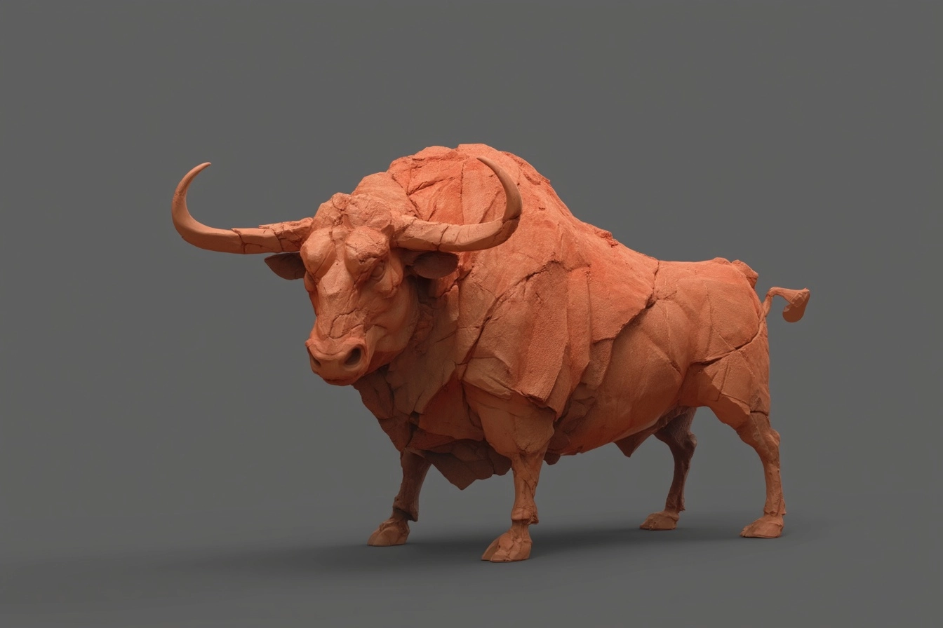 Terracota bull character design ultra relistic 