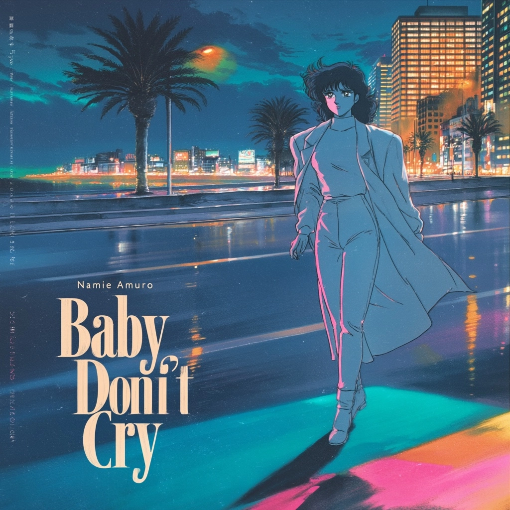 A retro late-1980s Japanese city-pop anime key visual