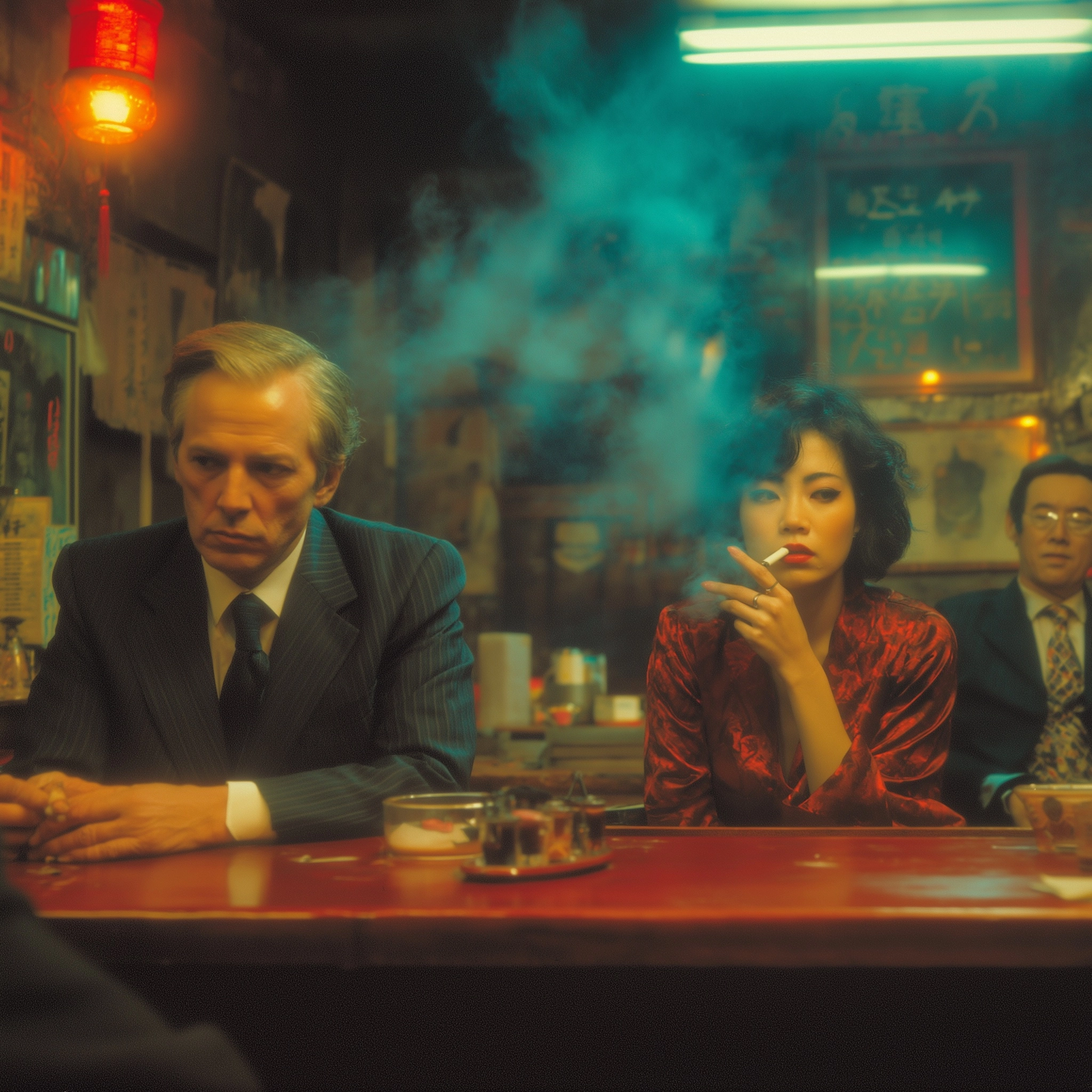 A midnight diner in tokyo, where the master is making deep conversation with his patrons. There are