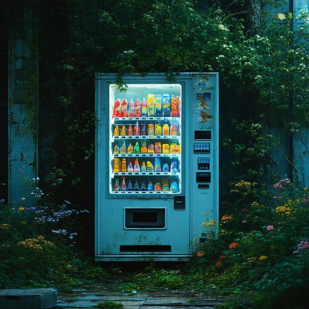 Moonlit Vending Machine in an Overgrown Mall