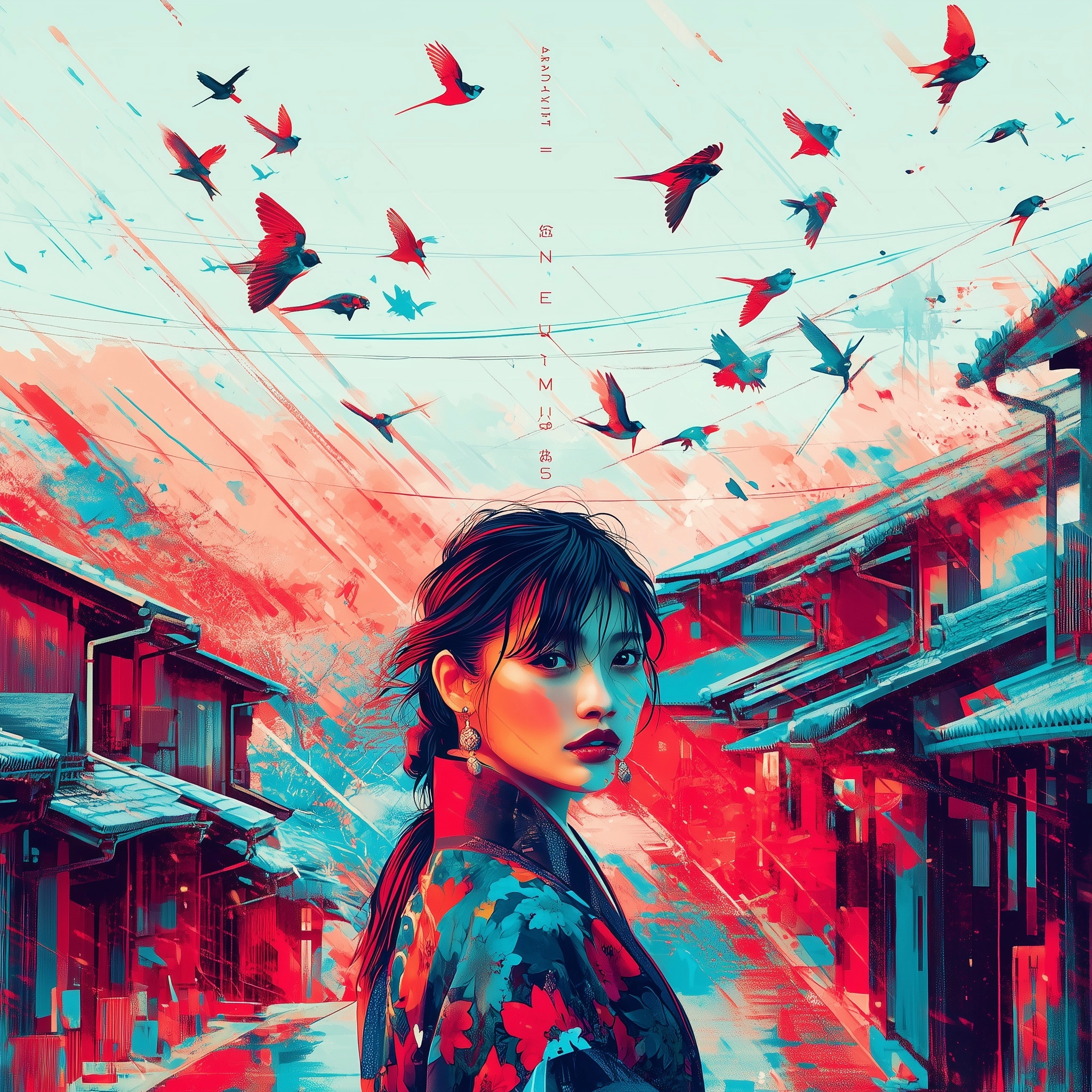 A poetic picture, swallows as the clear main subject