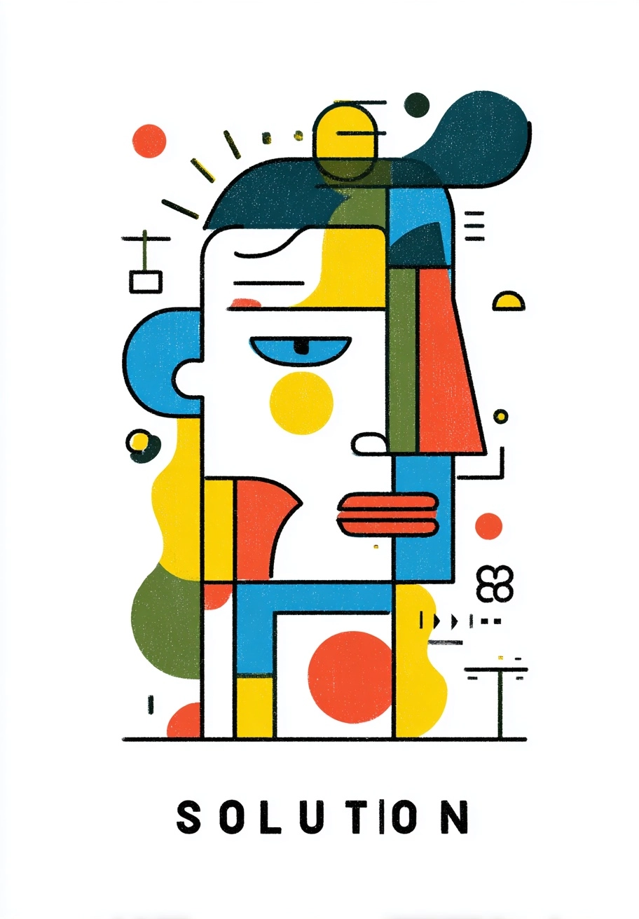 A minimalist flat illustration in the style of ANDY WARHOLA. Simple flat illustration with a white b