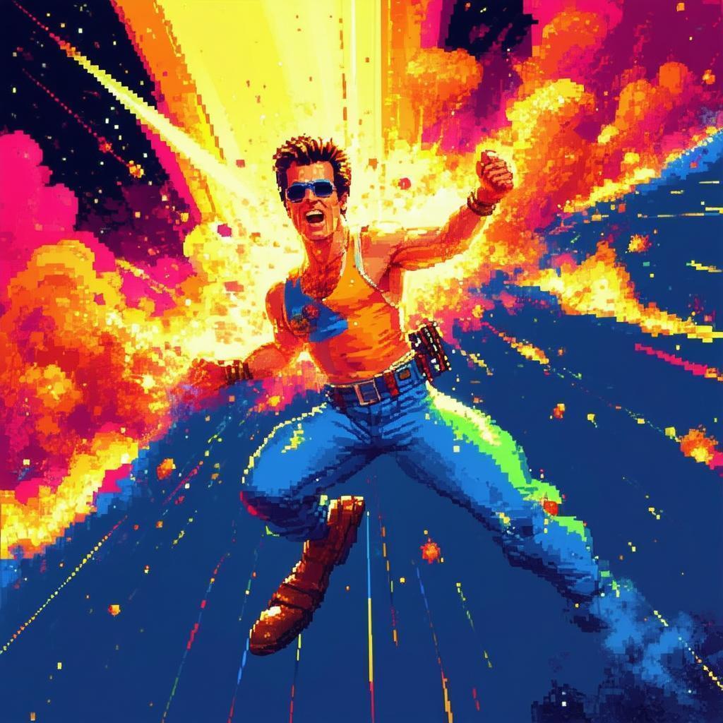 Ace Ventura Exploding in Pixelated Space