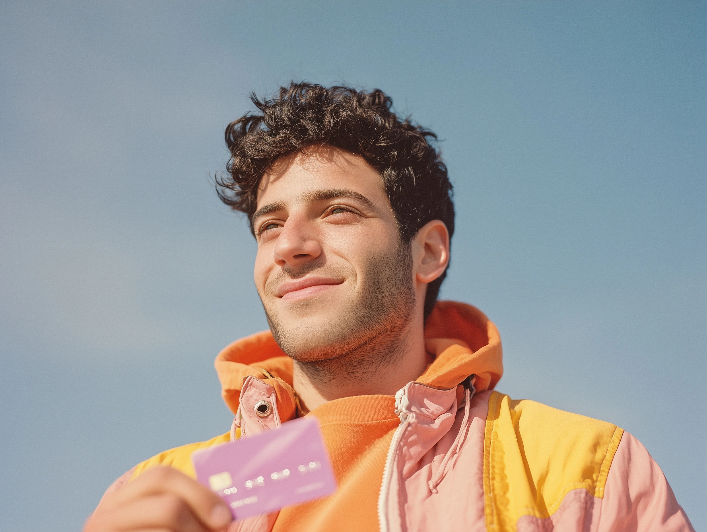 A spontaneous photograph, taken with a disposable camera, of a smiling Israeli Gen Z man