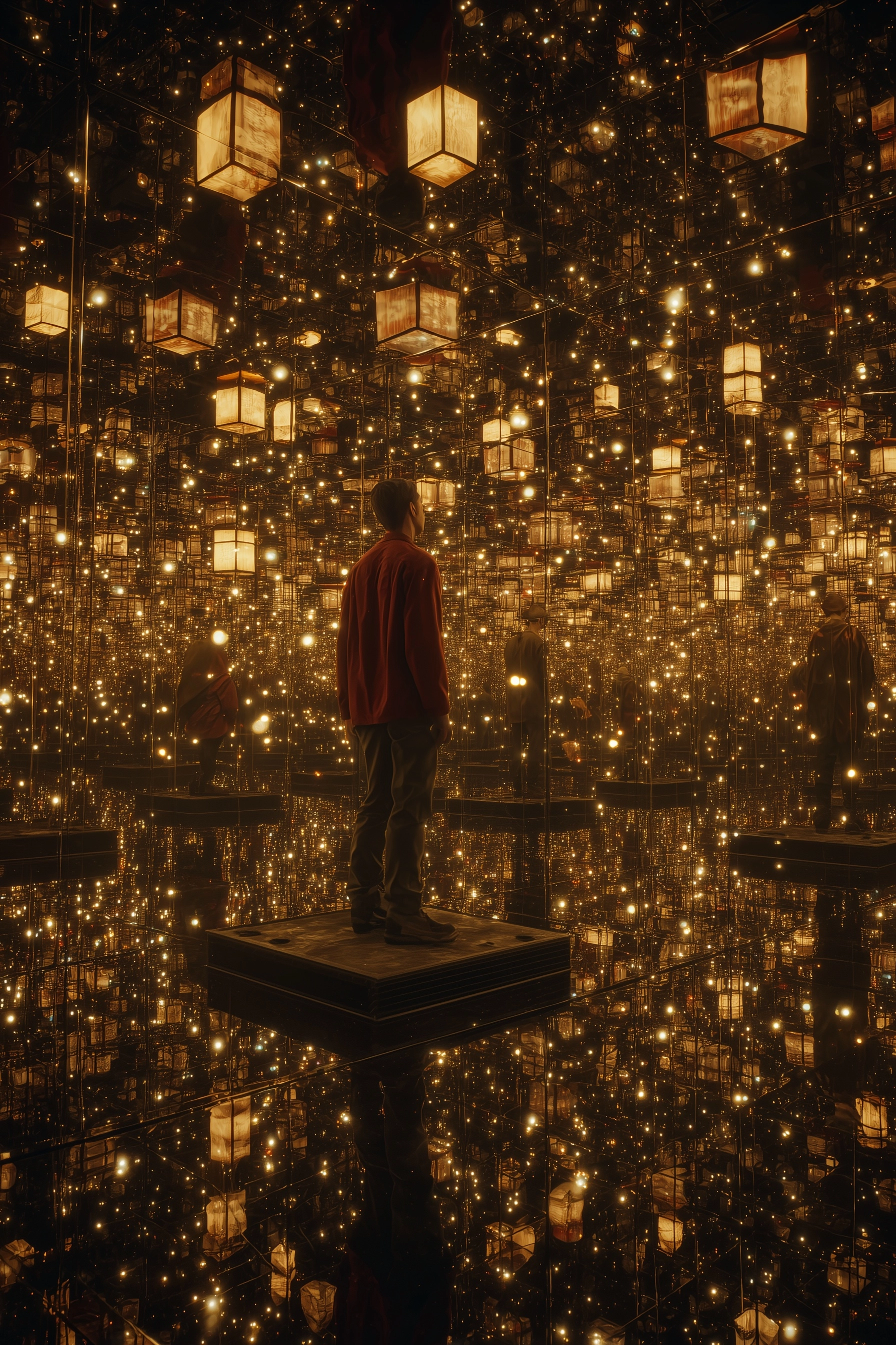 Surreal infinity room. Cinematic Photograpy for a movie. Highly detailed Hyper-realistic panoramic p