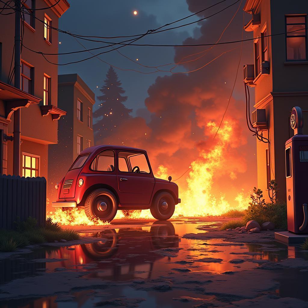 Pixar Style Crash of Metal and Antifreeze