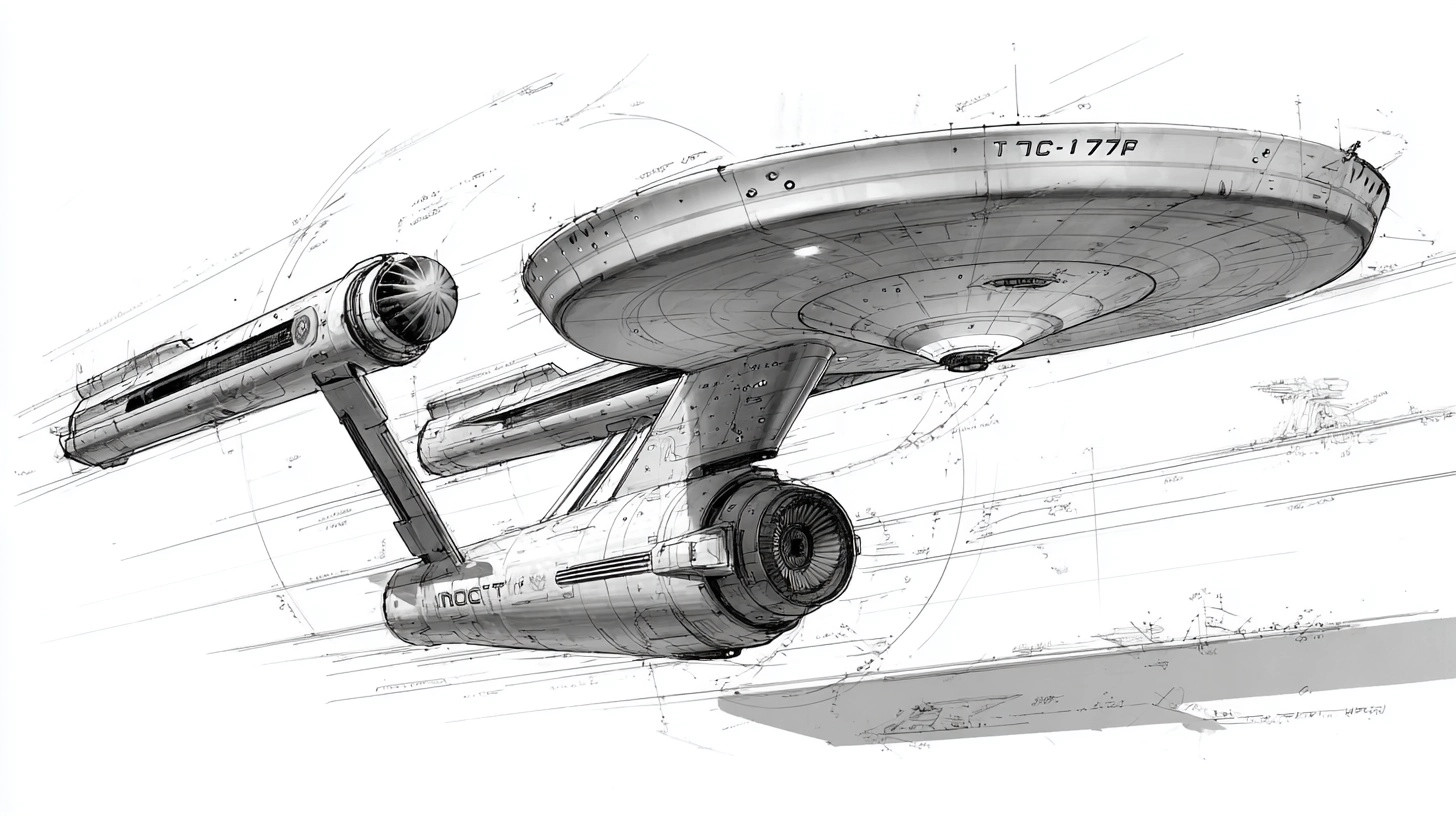 Industrial design sketch of star trek NCC-1701-A