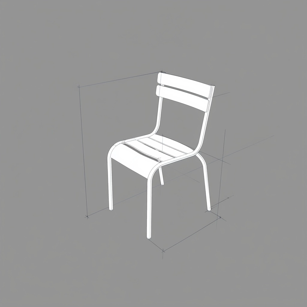 A clean technical CAD construction drawing for a sénat chair