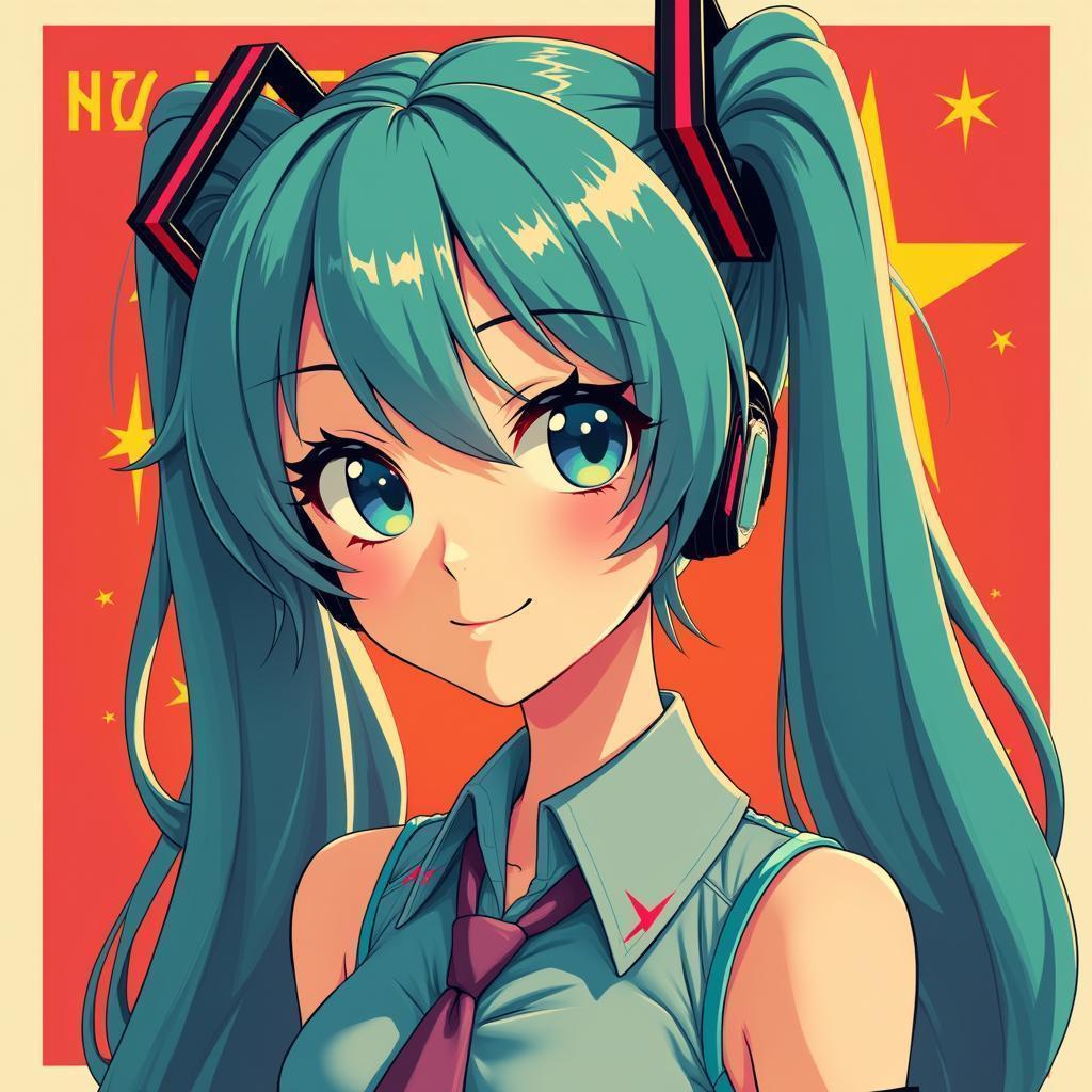 Hatsune Miku as a Soviet Poster Icon