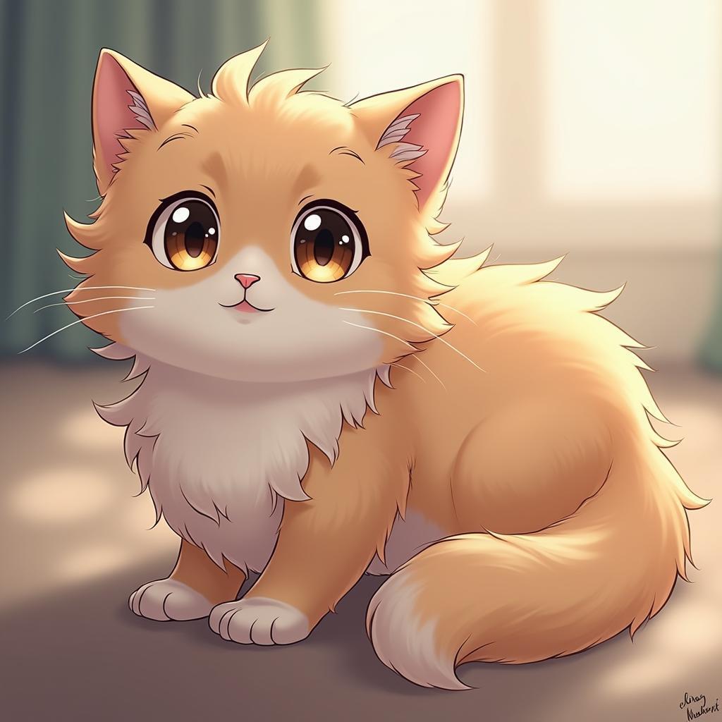 Ethereal Anime Cat With Large Expressive Eyes