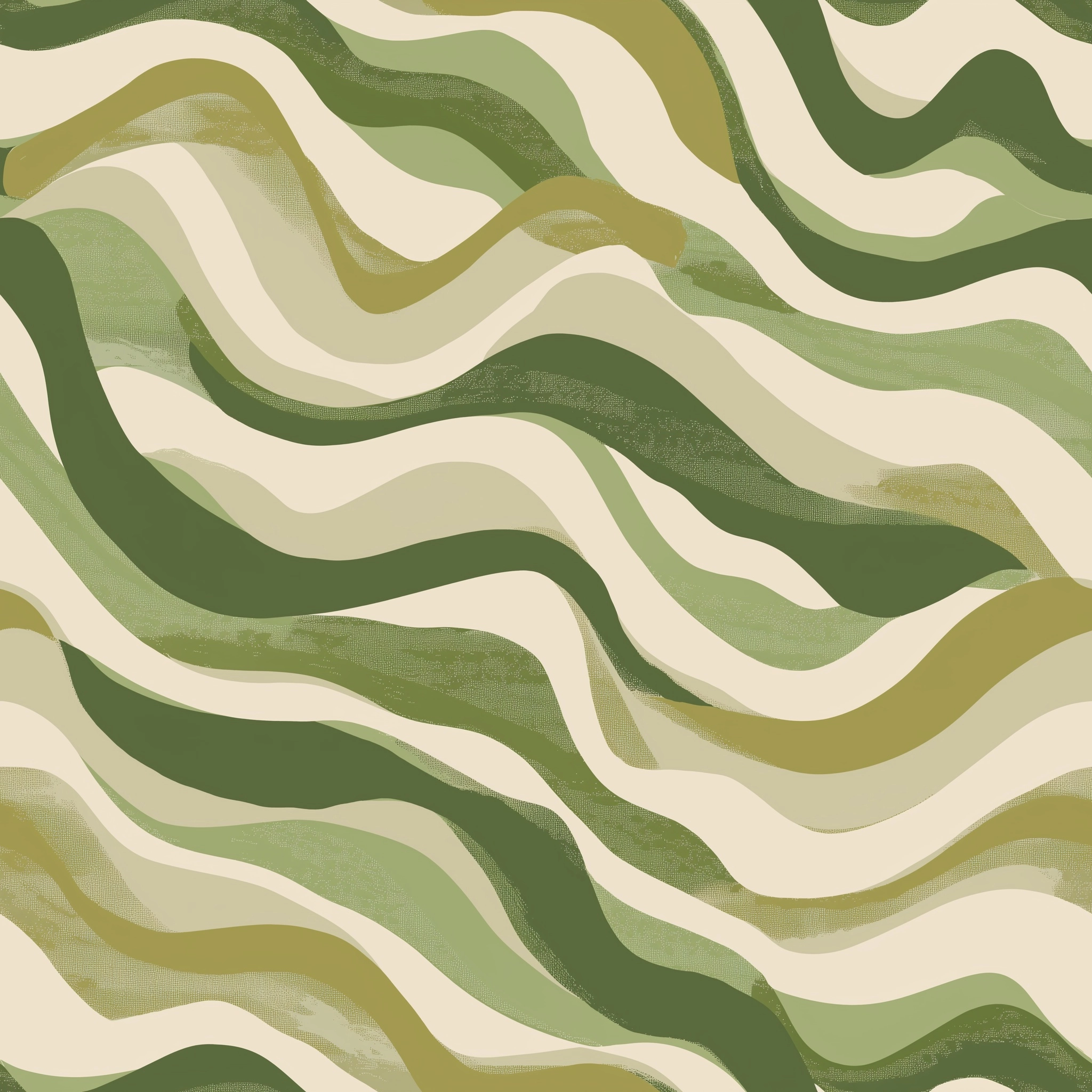 Design me a repeat print textile design using 2 squggly lines with 2 colours beige and olive green o