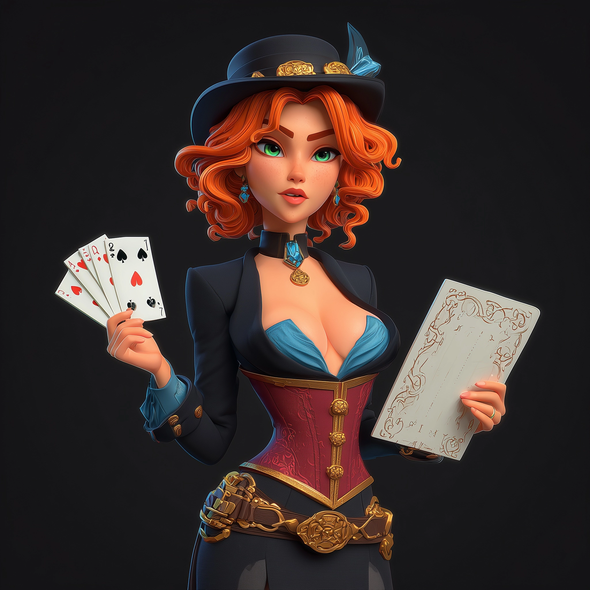 Live dealer in casino, black background