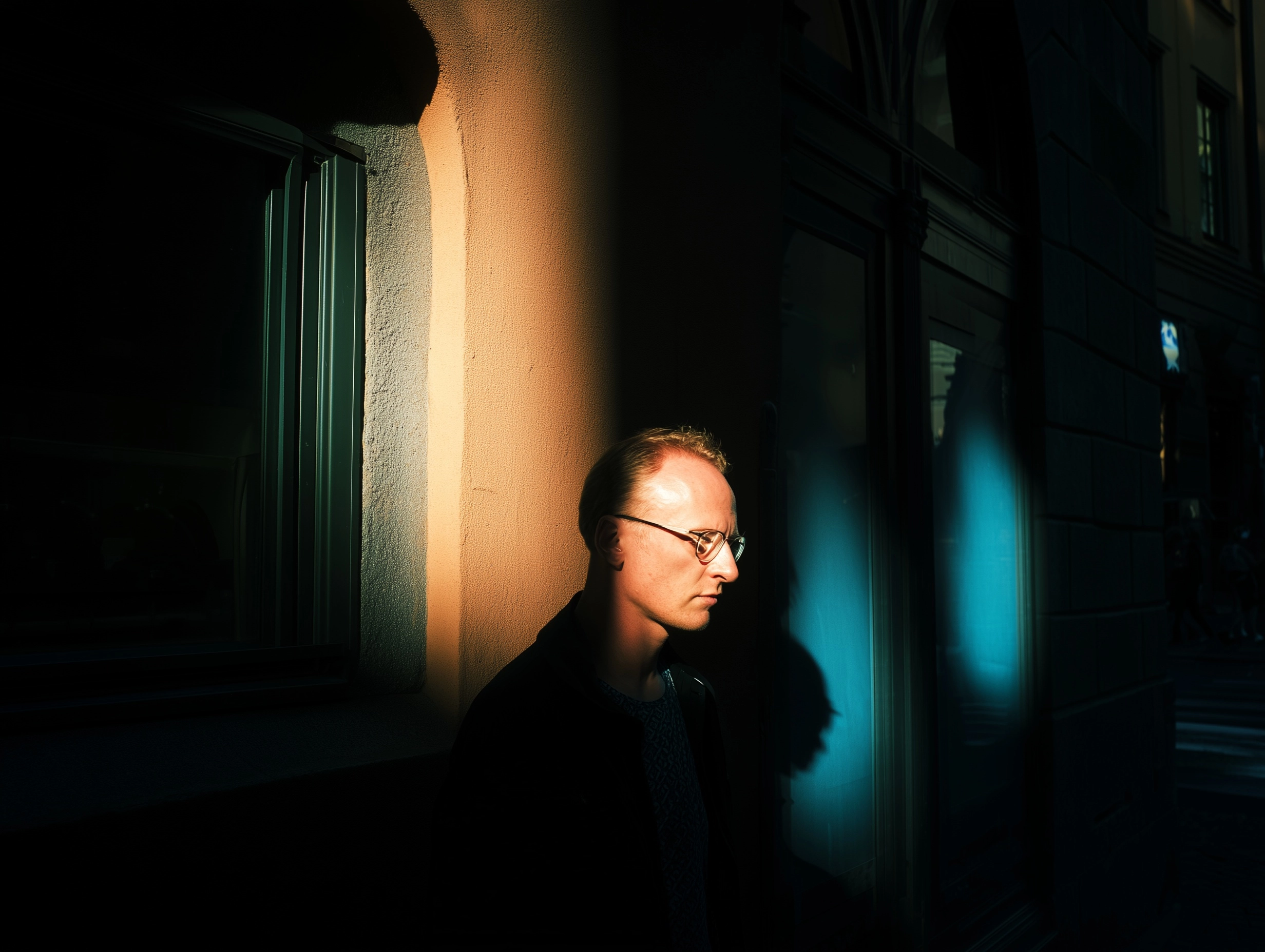 35mm lens. Stockholm Street photography, strong flash
