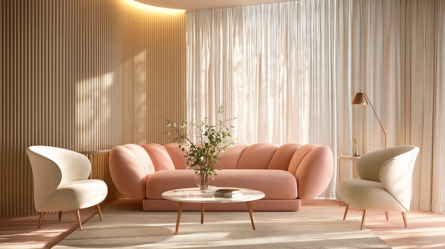 An architectural interior photography of an extremely luxurious and cozy living room. Featuring a so