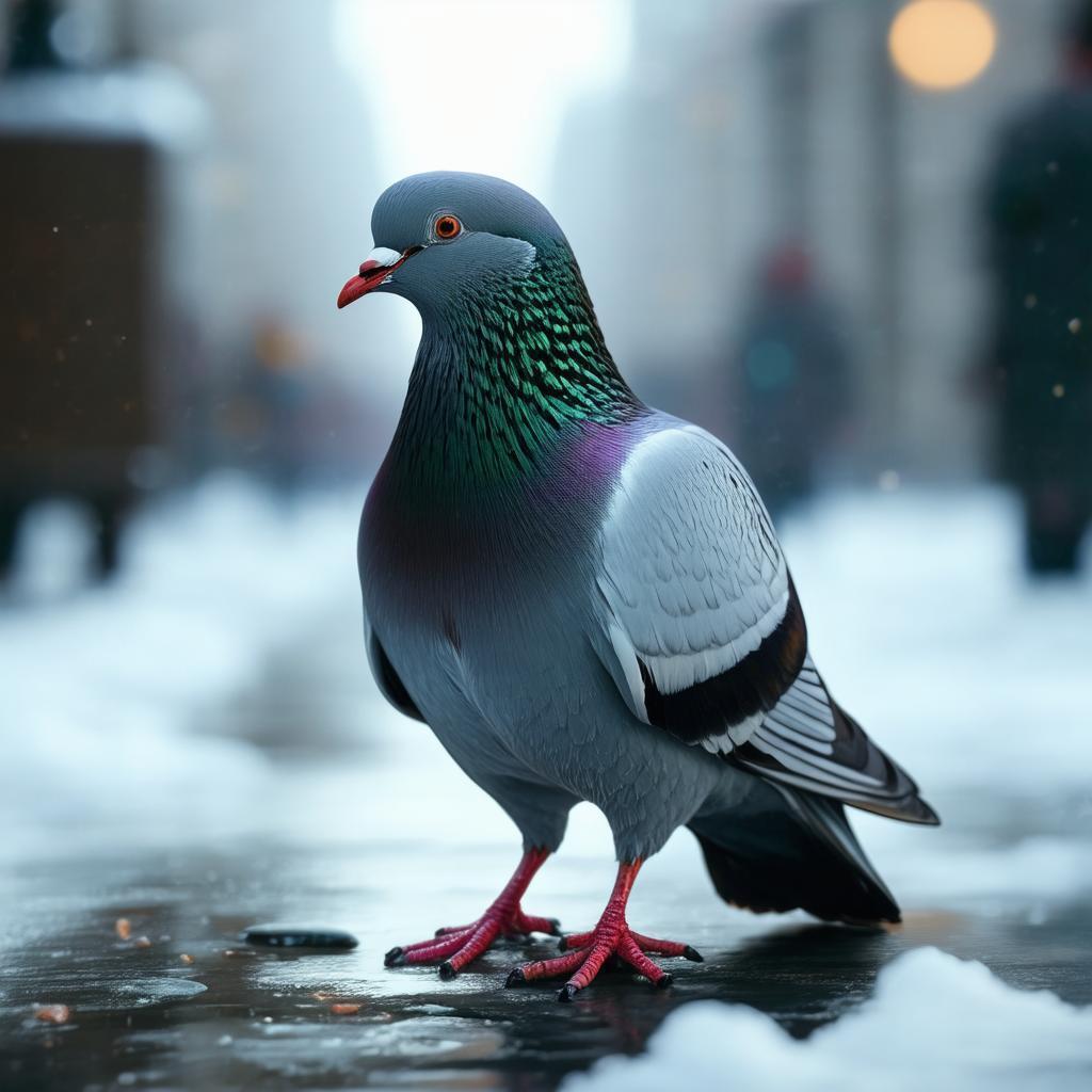 Luxury Pigeon in Insanely Detailed Cinematic Bokeh