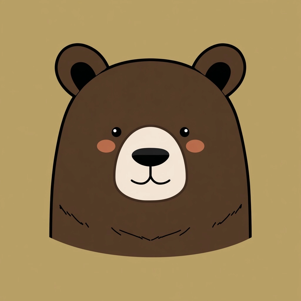 Kawaii grizzly bear head simple cute