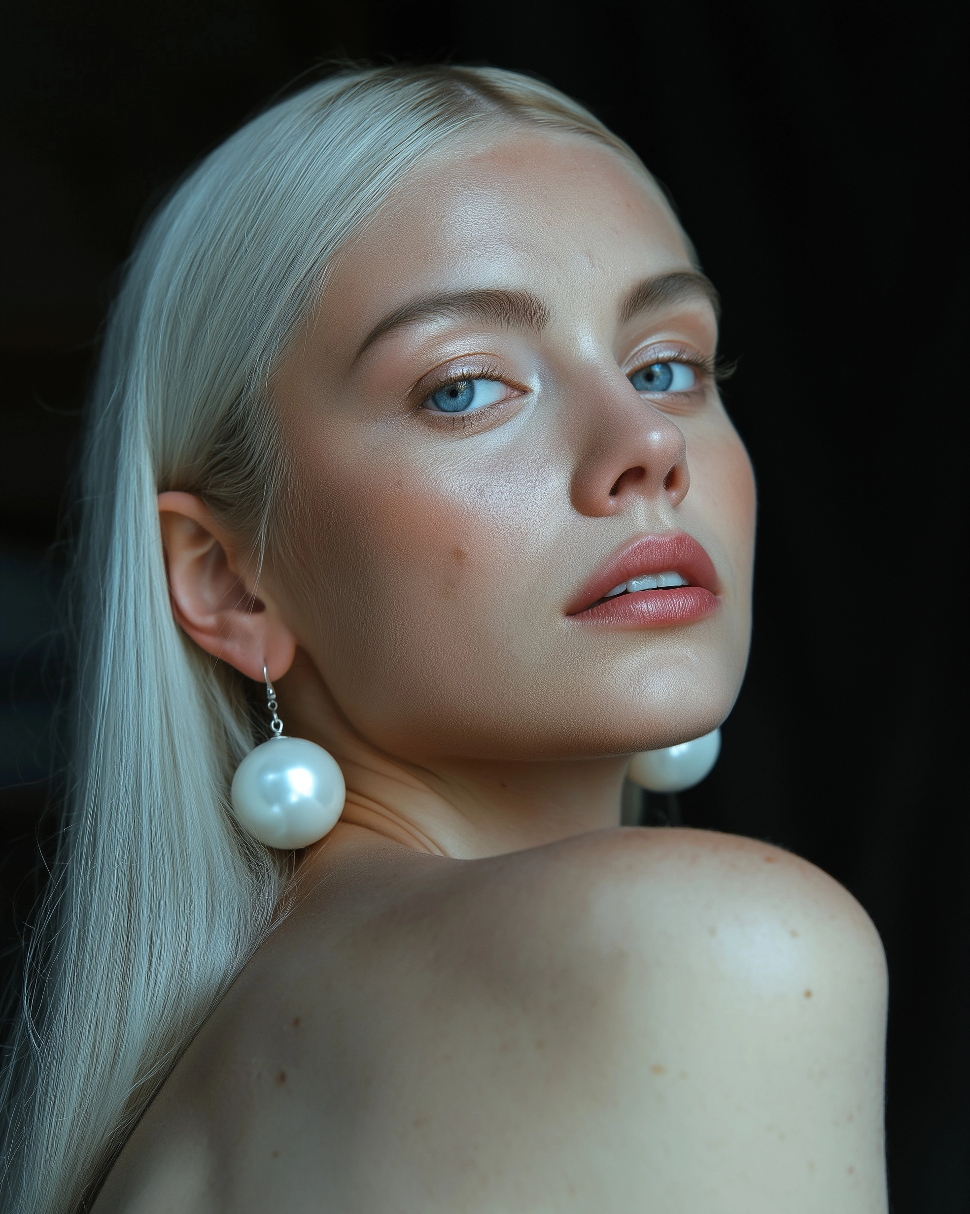 Ultra photorealistic high fashion editorial portrait of a stunning young Russian model