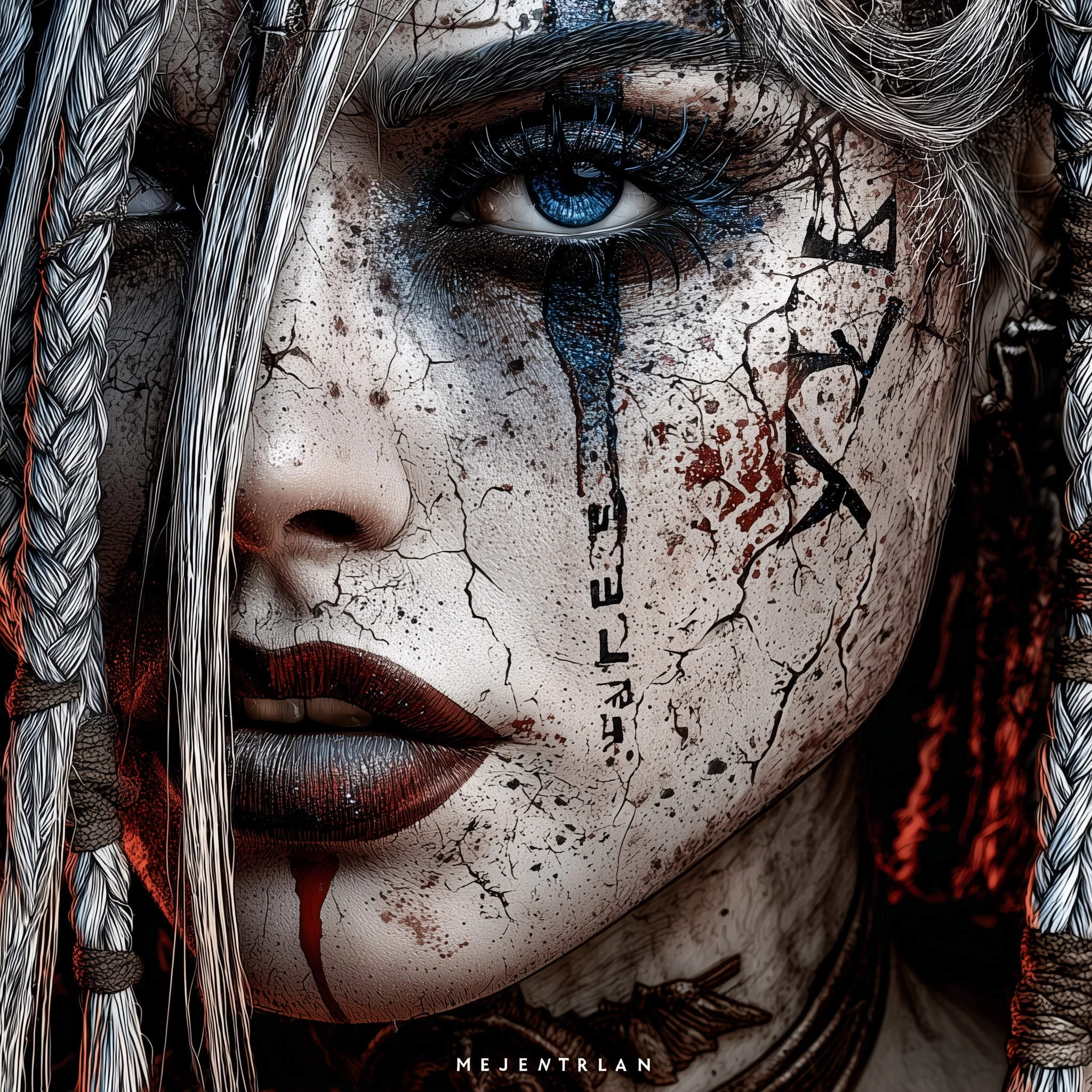 Iconic cover, Old comic book cover, crackled, up centered big title "Metal Hurlant" cover magazine