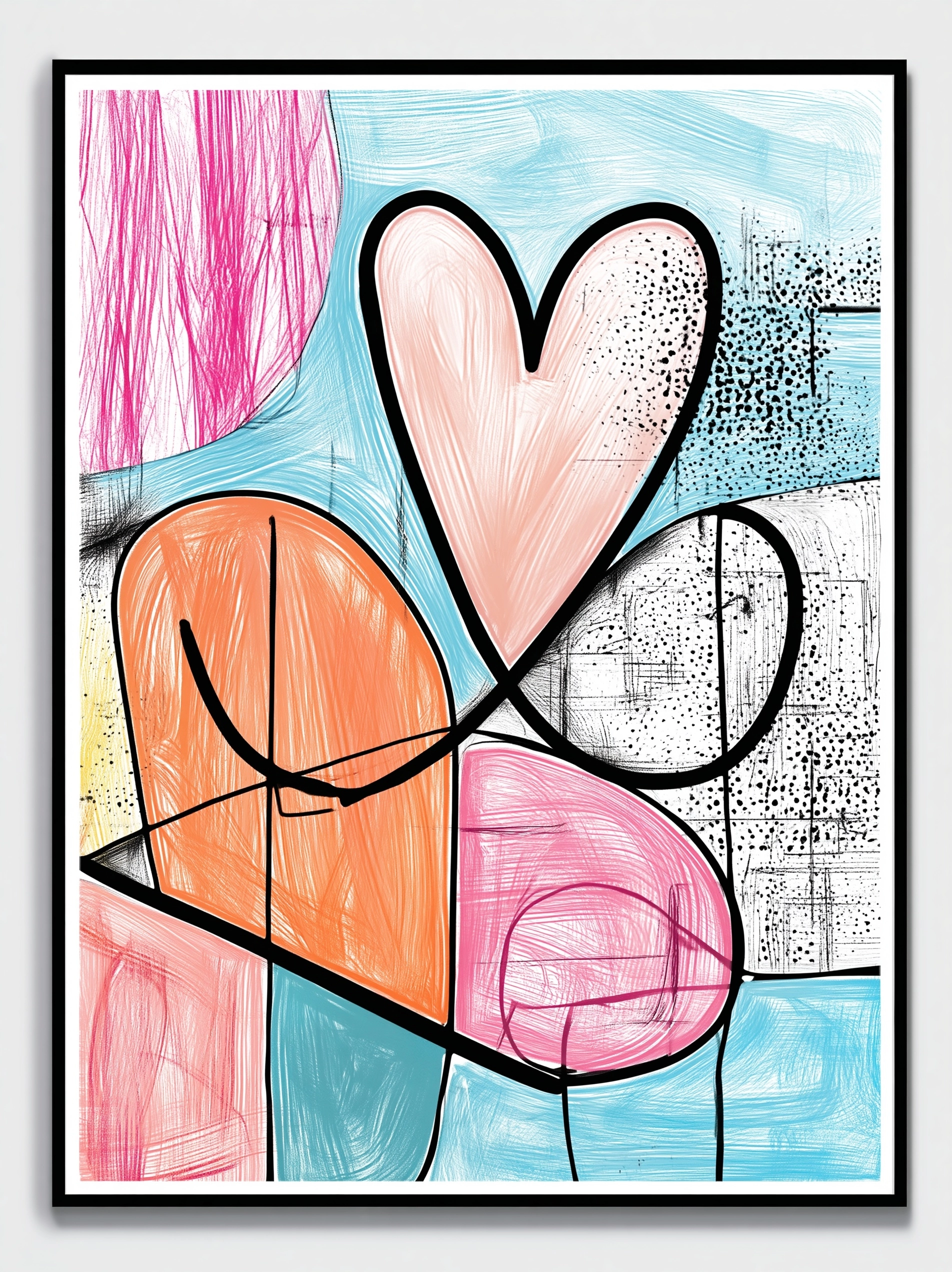 A graphic art design of a design with the words I love p.r including a heart, minimalist design