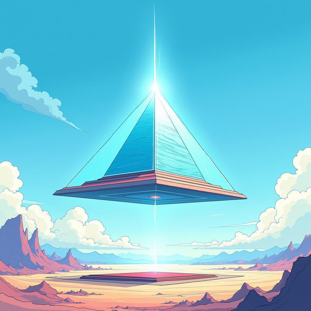 Ethereal Pyramid Glowing Above the Landing Pad