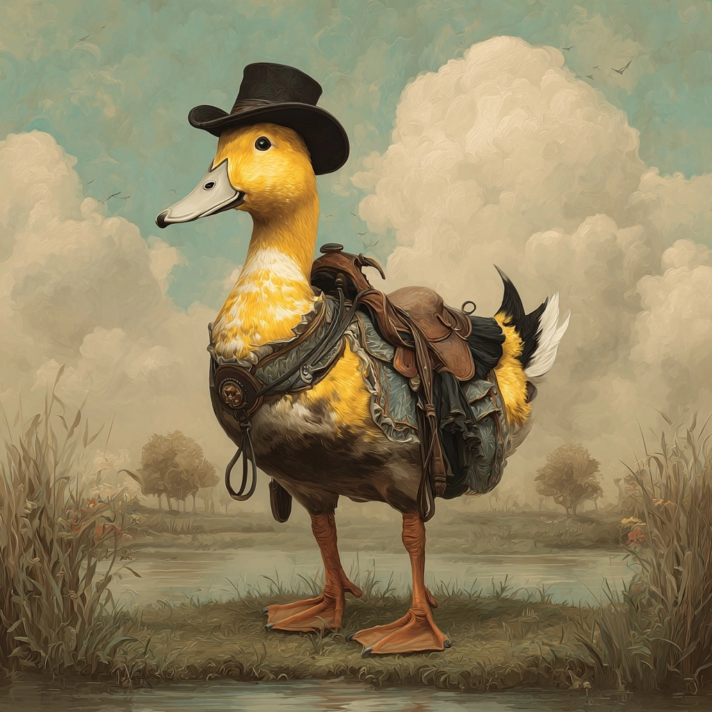 A horse size duck no hat and more duck like