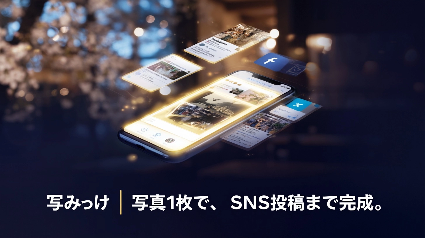 A sleek smartphone displaying a glowing photo analysis app interface