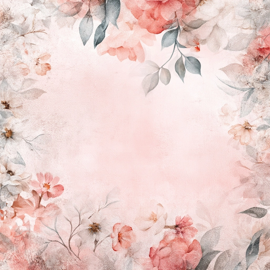 Shabby chic background, delicate floral patterns in soft pastel colors