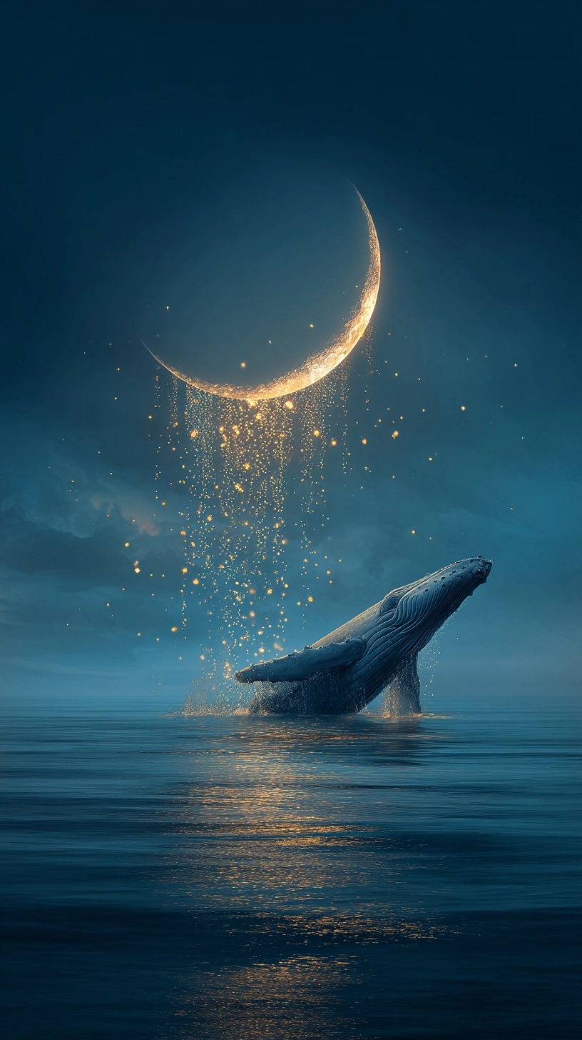 A surreal and dreamlike oceanic landscape in stunning 4K resolution. The scene is bathed in cool