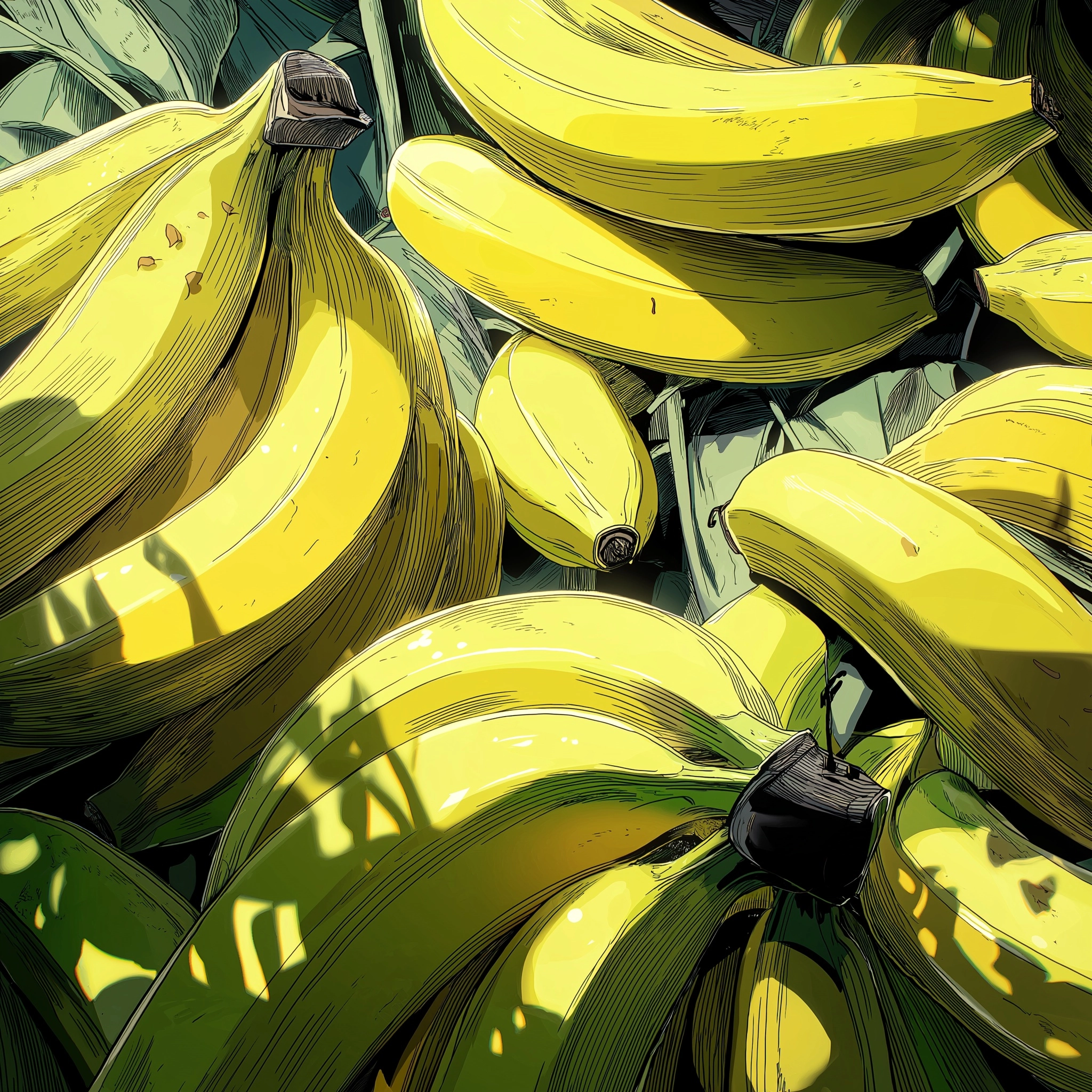 Yellow bananas in manga art