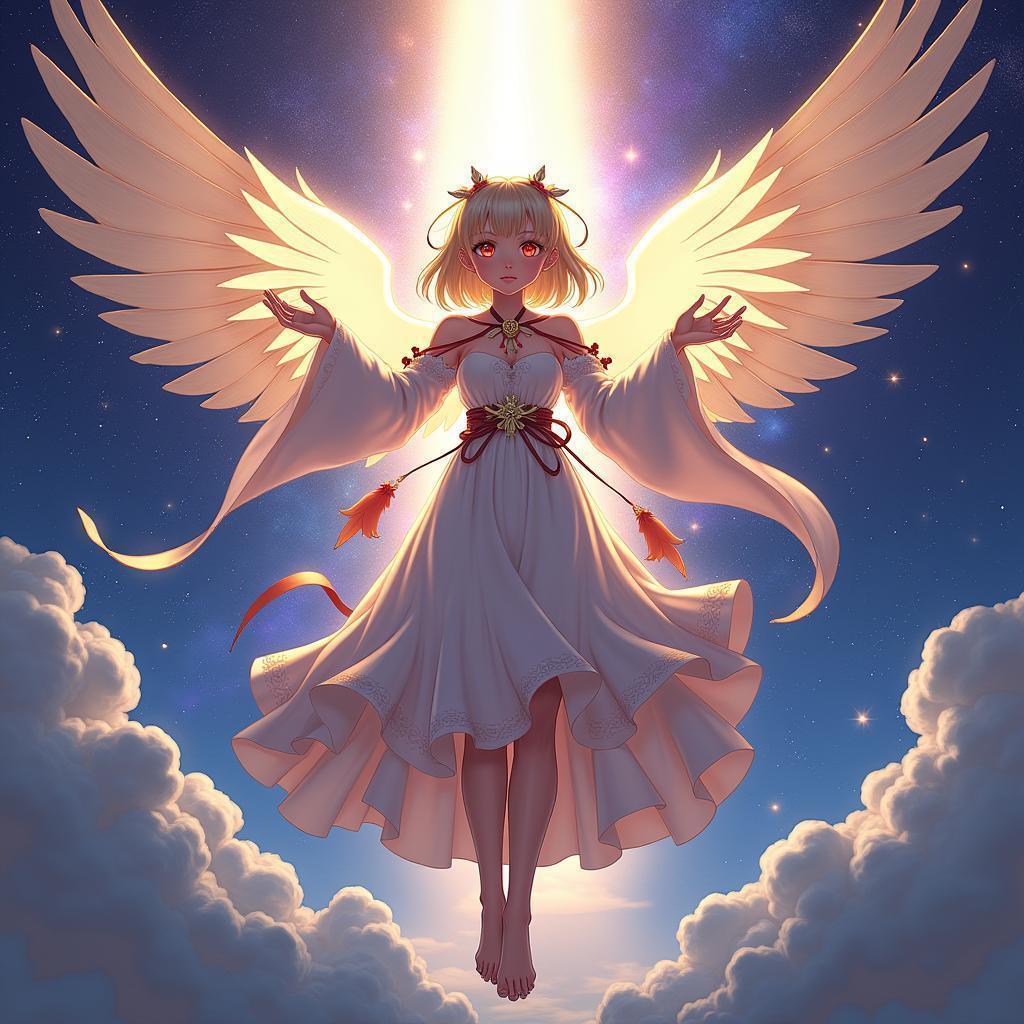 Celestial Waifu Descending in Cel Shaded Glory