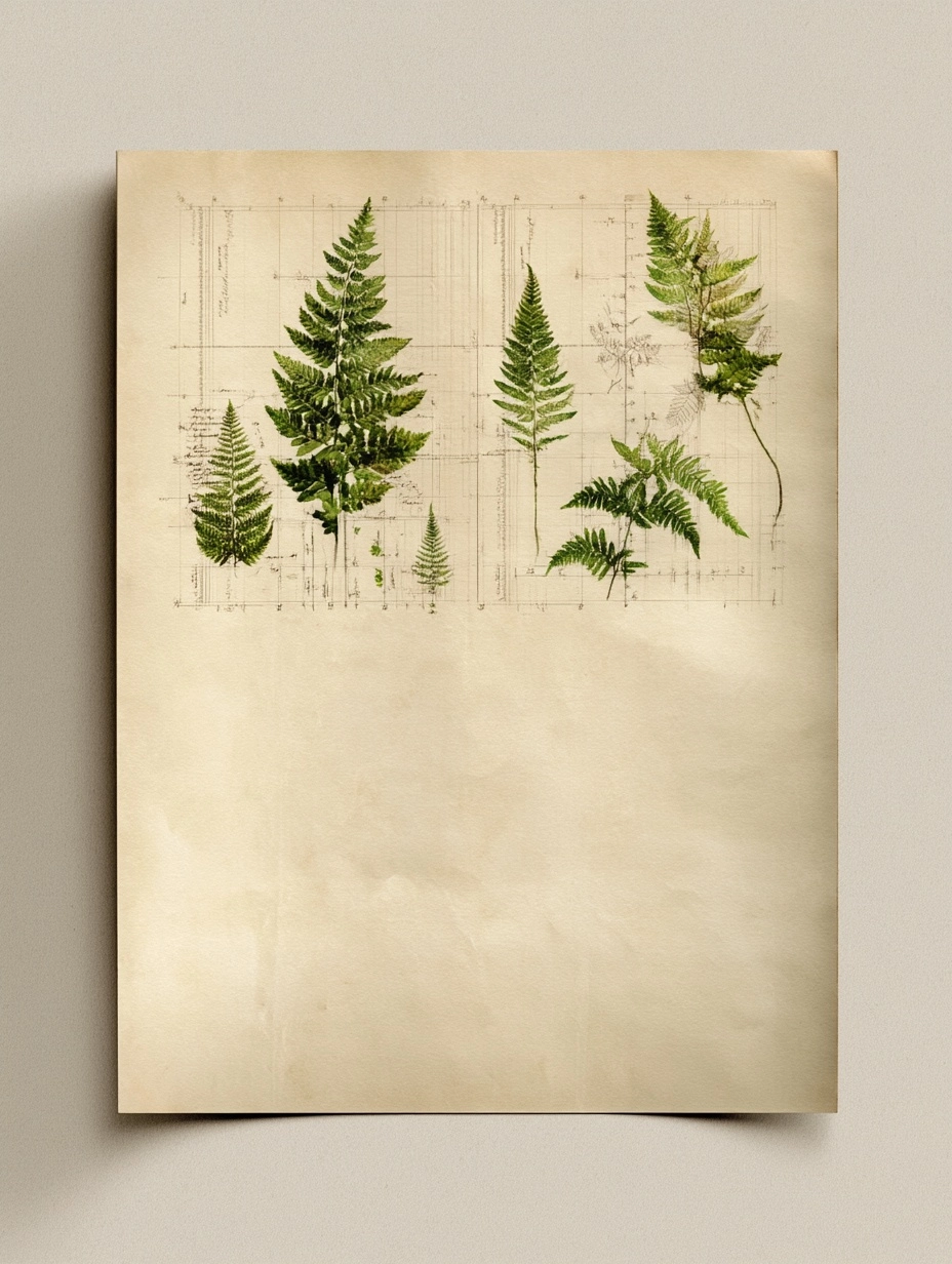 Flat vintage naturalist field journal page, scanned document style, single flat sheet only
