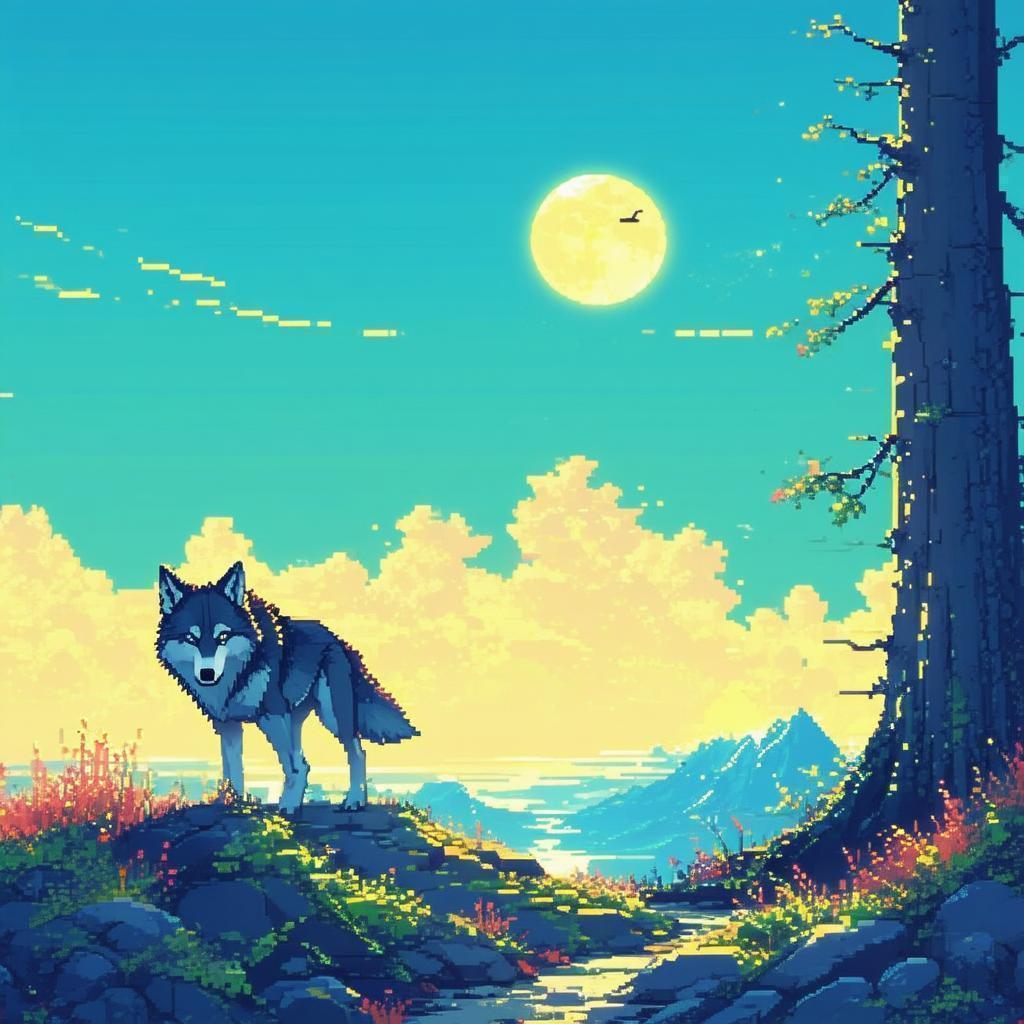 Iron Wolf Prowling in Eight Bit Gold
