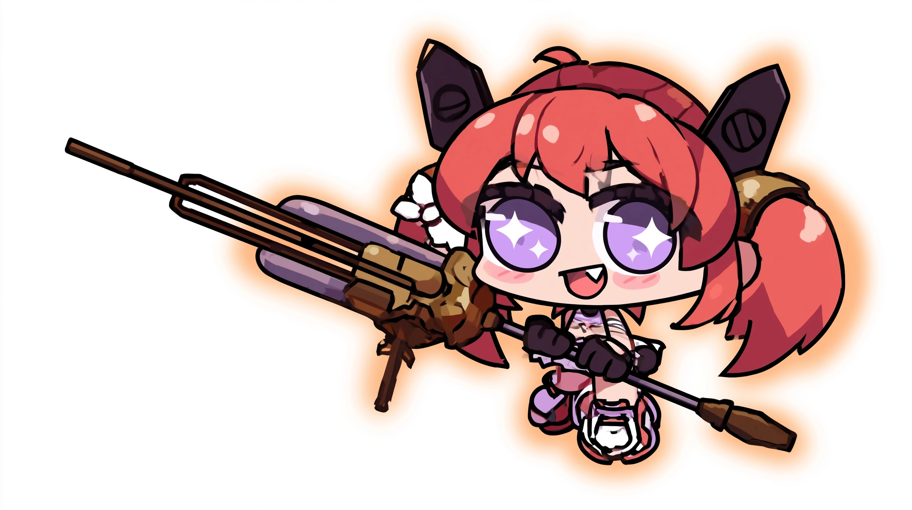 Chibi character, Japanese anime style, two-head-tall proportions, extra large round sparkly eyes