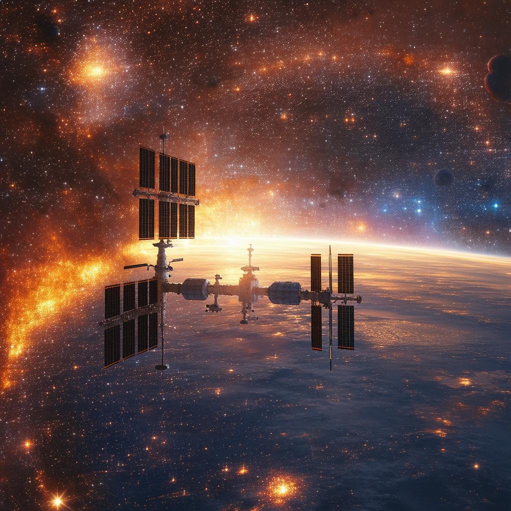Orange and Space Station in Panoramic Zenith