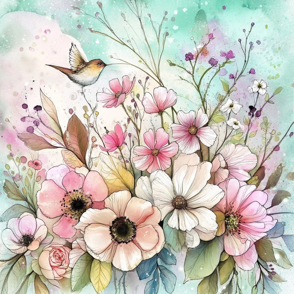 Romantic flowers in pastel colors